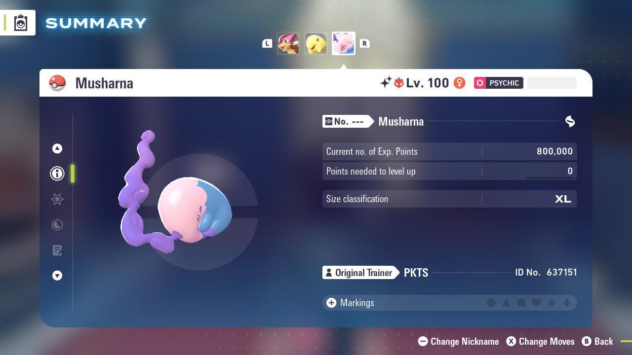Foto de la carta Pokémon Musharna Alfa Variocolor Pokémon Legends ZA DLC Mega Dimension 6IV Competitivo Listo para la Batalla 2