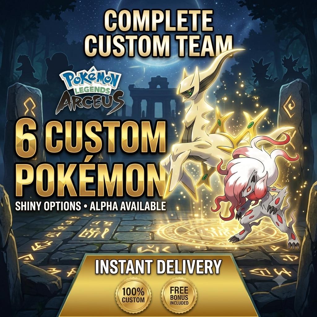 CUSTOM SHINY TEAM 6 Pokemon Legends Arceus Pokopia Ready Build Your Own Bundle Any Species Battle Ready 6IV Custom Ot Home Transfer Switch 2 – Legends Arceus Pokémon card photo