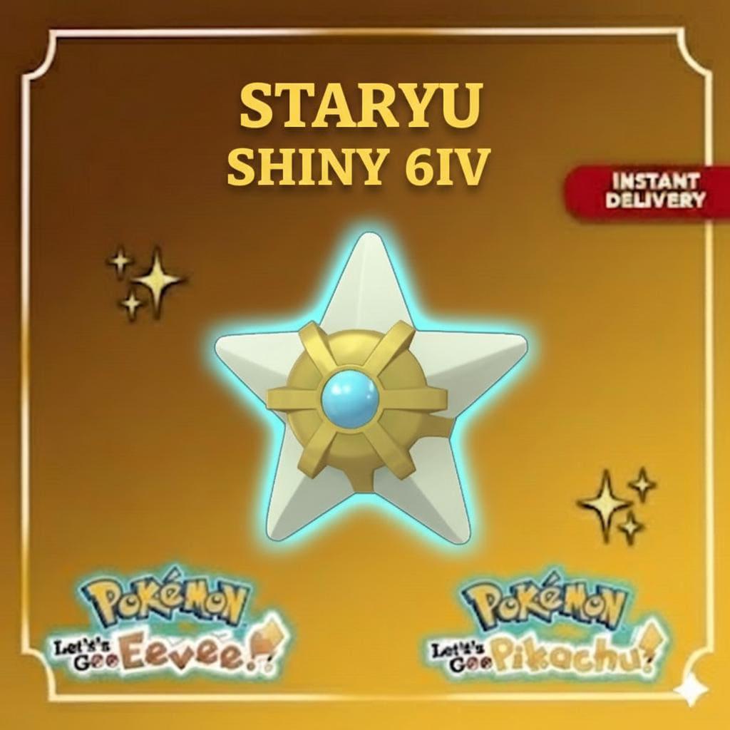 Shiny Staryu Lets Go Pikachu Eevee 6IV Competitive Battle Ready – Pokémon Let's Go Pokémon card photo