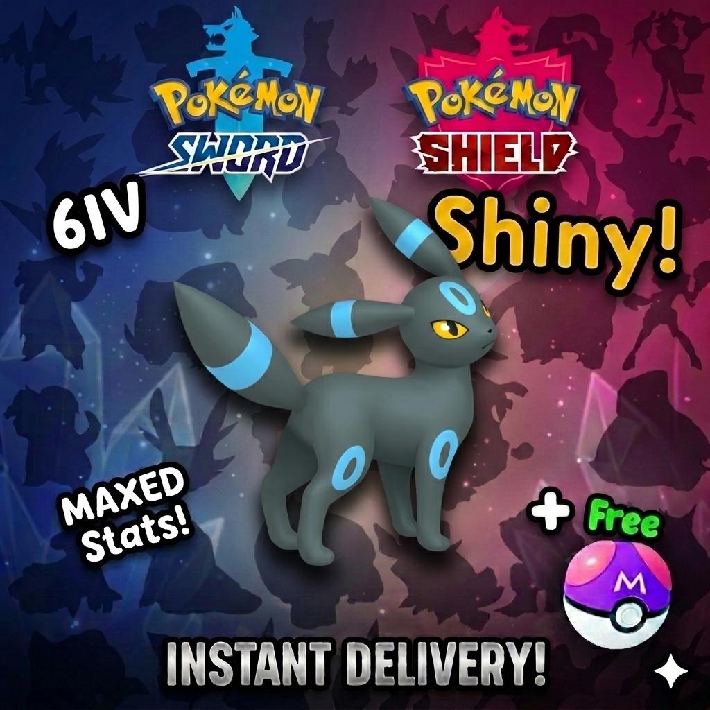 Shiny Umbreon Pokemon Sword Shield 6IV Competitive Battle Ready Pokémon card photo