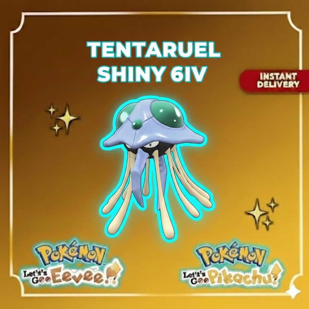 Shiny TENTACRUEL Pokémon Lets Go Pikachu Eevee 6IV Competitive Battle Ready – Pokémon Let's Go Pokémon card photo