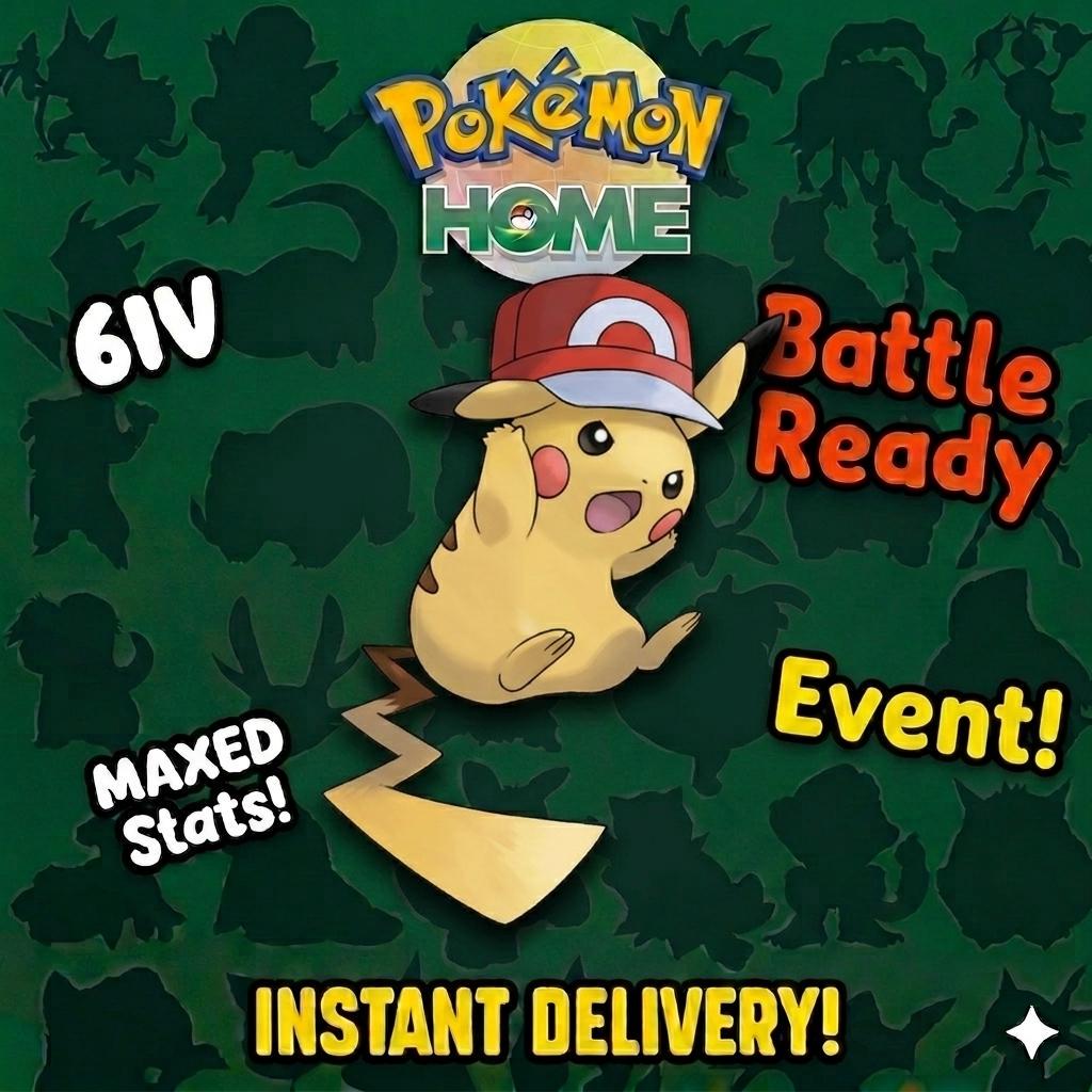 Pokemon Home ASH PIKACHU EVENT Kalos Cap 6IV Pokemon Scarlet Violet Pokemon Sword Shield, Pokemon Lets Go, Pokemon Legends Arceus – Legends Arceus Pokémon card photo