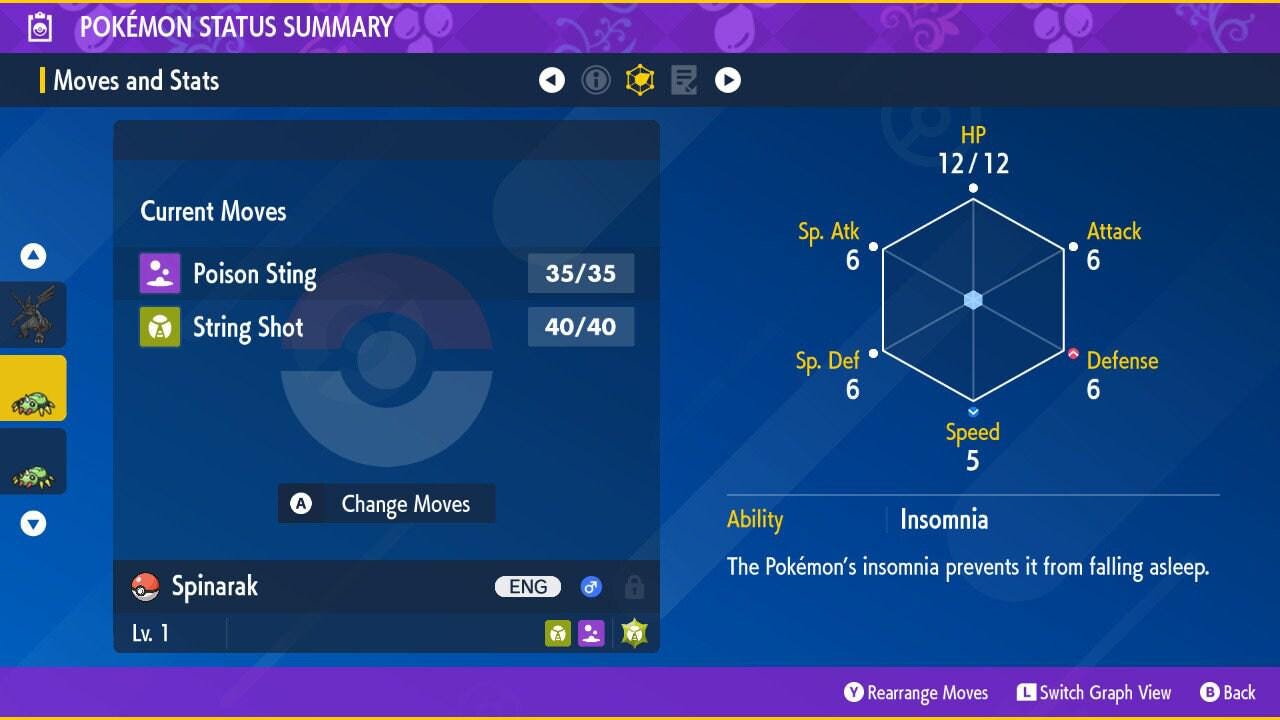 Foto de la carta Pokémon SPINARAK Brillante Pokémon Escarlata Púrpura 6IV Competitivo Listo para la Batalla 2