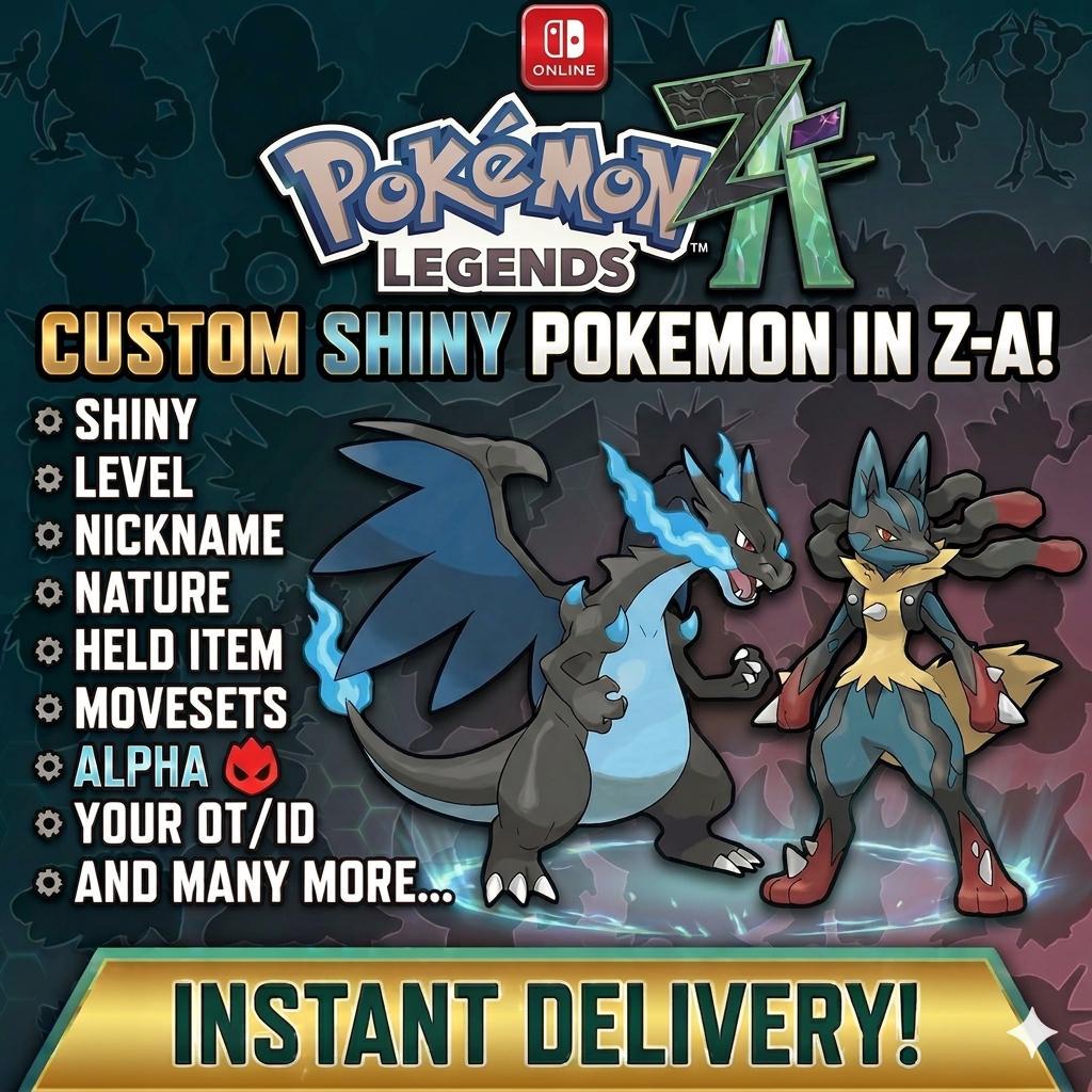 CUSTOM SHINY POKEMON Legends Za Pokopia Ready Any Species Battle Ready 6IV Custom Ot Trainer Name Home Transfer Switch 2 Fast Delivery – Custom Pokémon Pokémon card photo