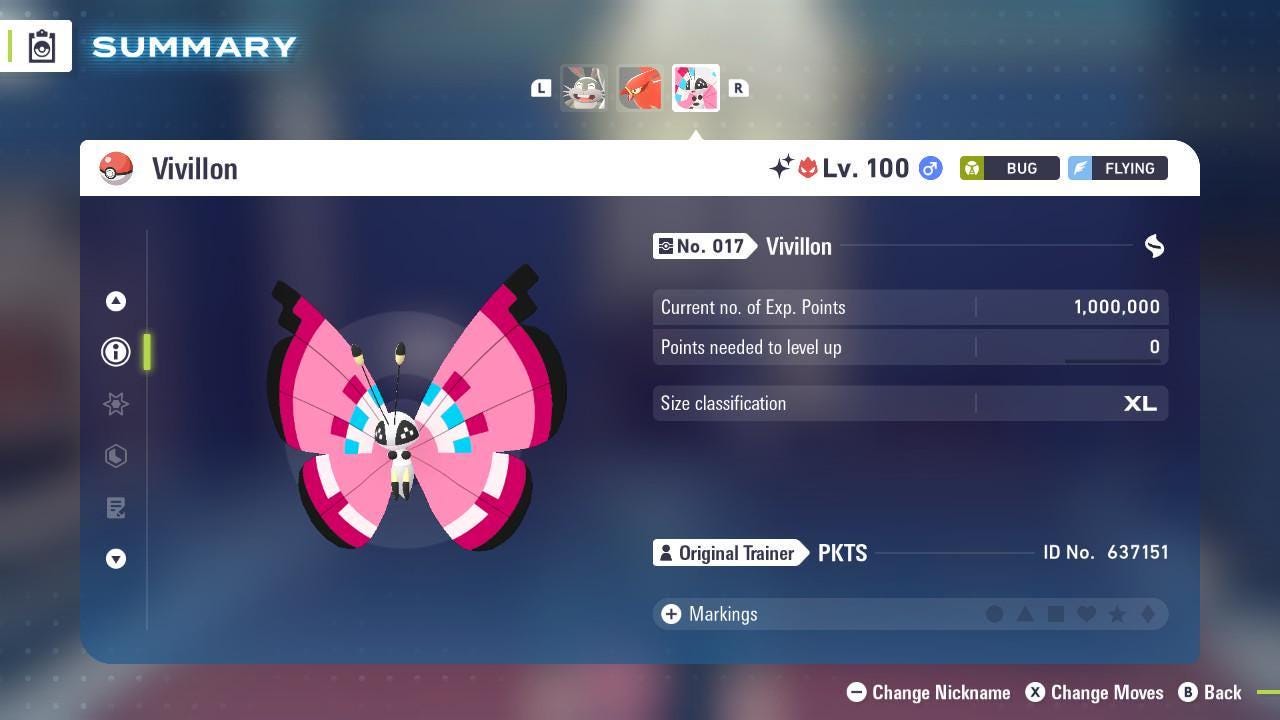 Foto de la carta Pokémon Shiny Alpha Vivillon Pokémon Legends ZA 6IV Listo para la Batalla Competitiva 2