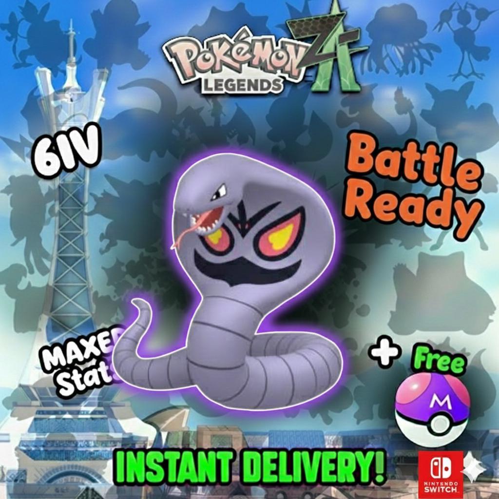 Foto de la carta Pokémon Corbeau Arbok para Pokémon Legends ZA Corbeau Legend ZA Equipo 6IV Mega Evolución Listo para el Combate Intercambio Personalizado Pokédex