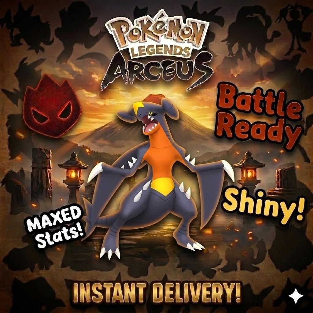 Shiny Alpha Garchomp Pokemon Legends Arceus 6IV Competitive Battle Ready – Legends Arceus Pokémon card photo