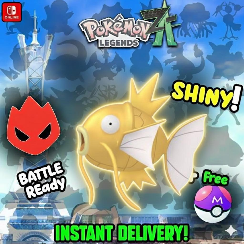 Shiny Alpha Magikarp Pokémon Legends ZA 6IV Competitive Battle Ready Pokémon card photo