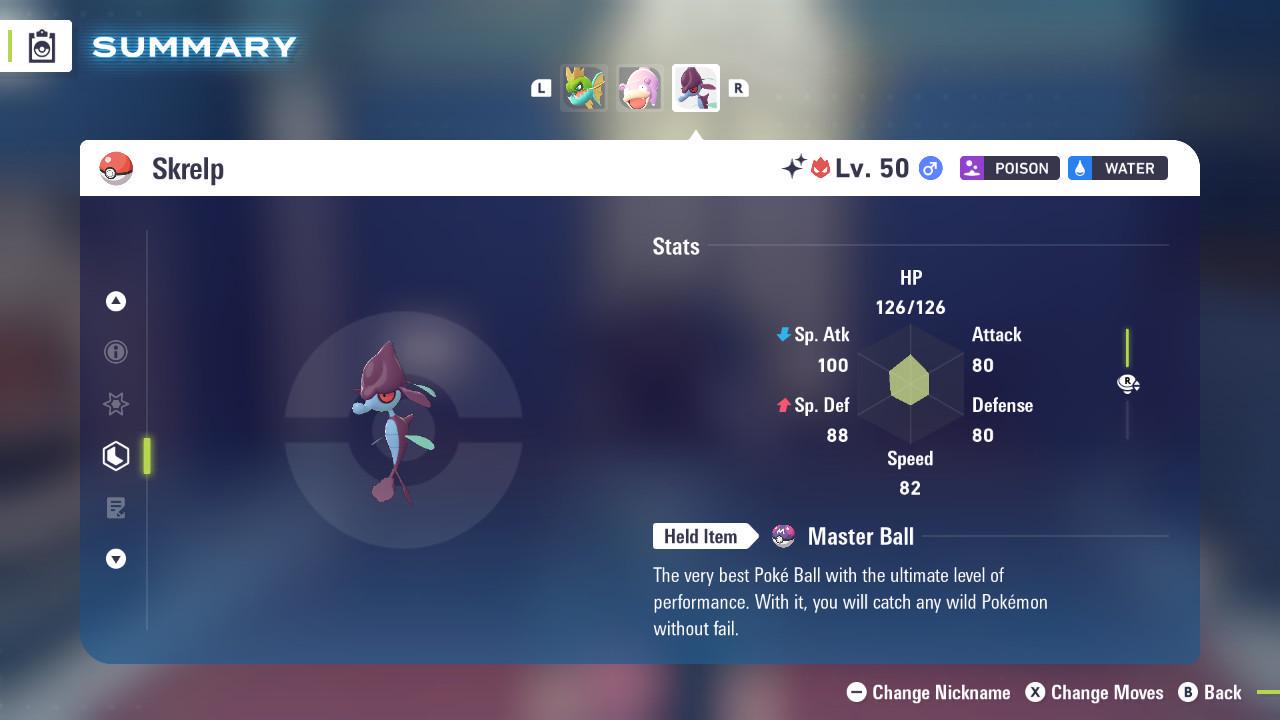 Foto de la carta Pokémon Shiny Alpha Skrelp Pokémon Legends ZA 6IV Listo para el Combate Competitivo 2