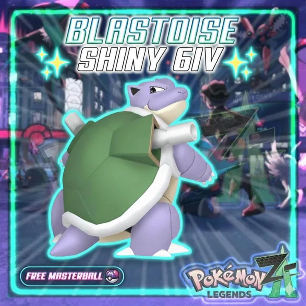 Foto de la carta Pokémon Shiny BLASTOISE Pokémon Legends ZA 6IV Competitivo Listo para la Batalla