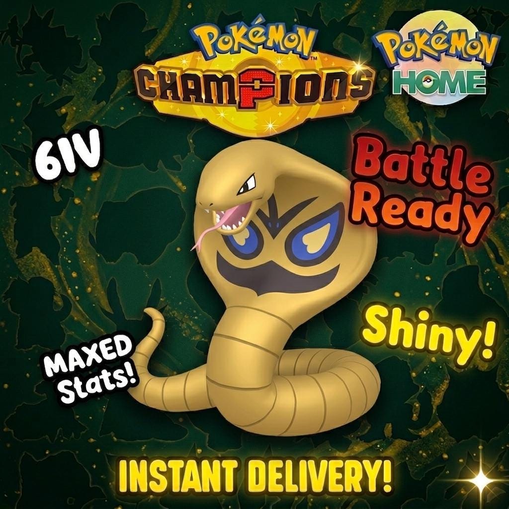 Shiny Arbok Pokémon Champions 6IV Competitive Battle Ready Pokémon card photo