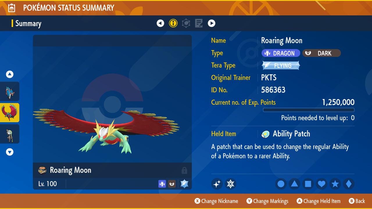 Фото покемона SHINY 6iv ROARING MOON Pokémon Scarlet and Violet 6IV Готов к соревновательным битвам 2
