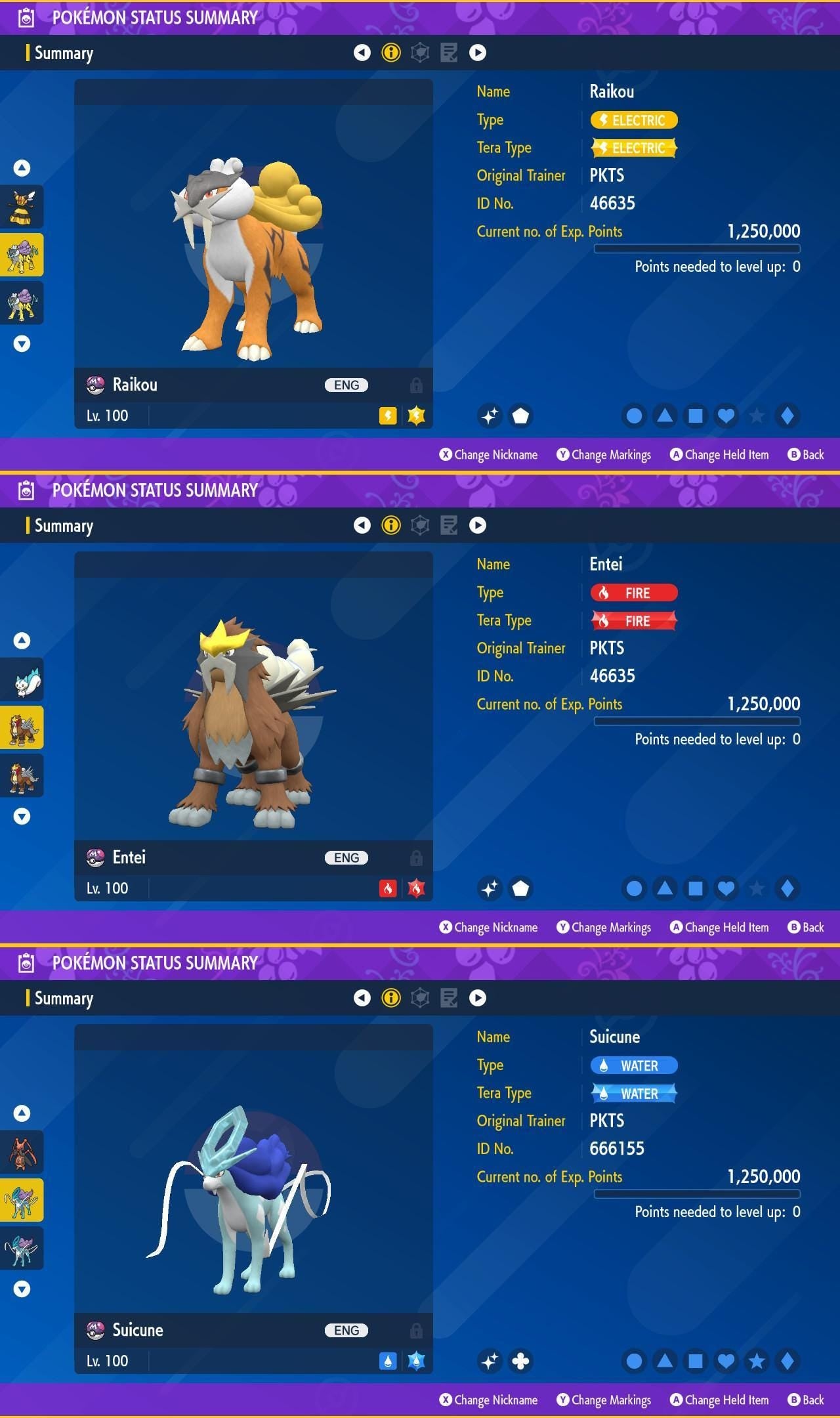 Shiny Raikou Entei Suicune Bundle 6IV Battle Ready Pokemon Scarlet Violet Pokémon card photo 2