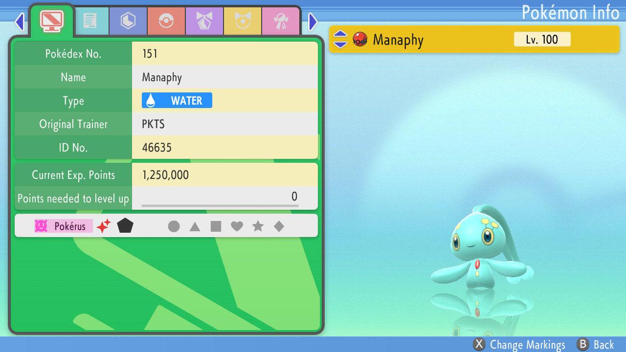 SHINY 6IV MANAPHY Pokémon Brilliant Diamond Shining Pearl Mythical Pokemon Competitive Battle Ready EVs Free Shiny Pokémon card photo 3