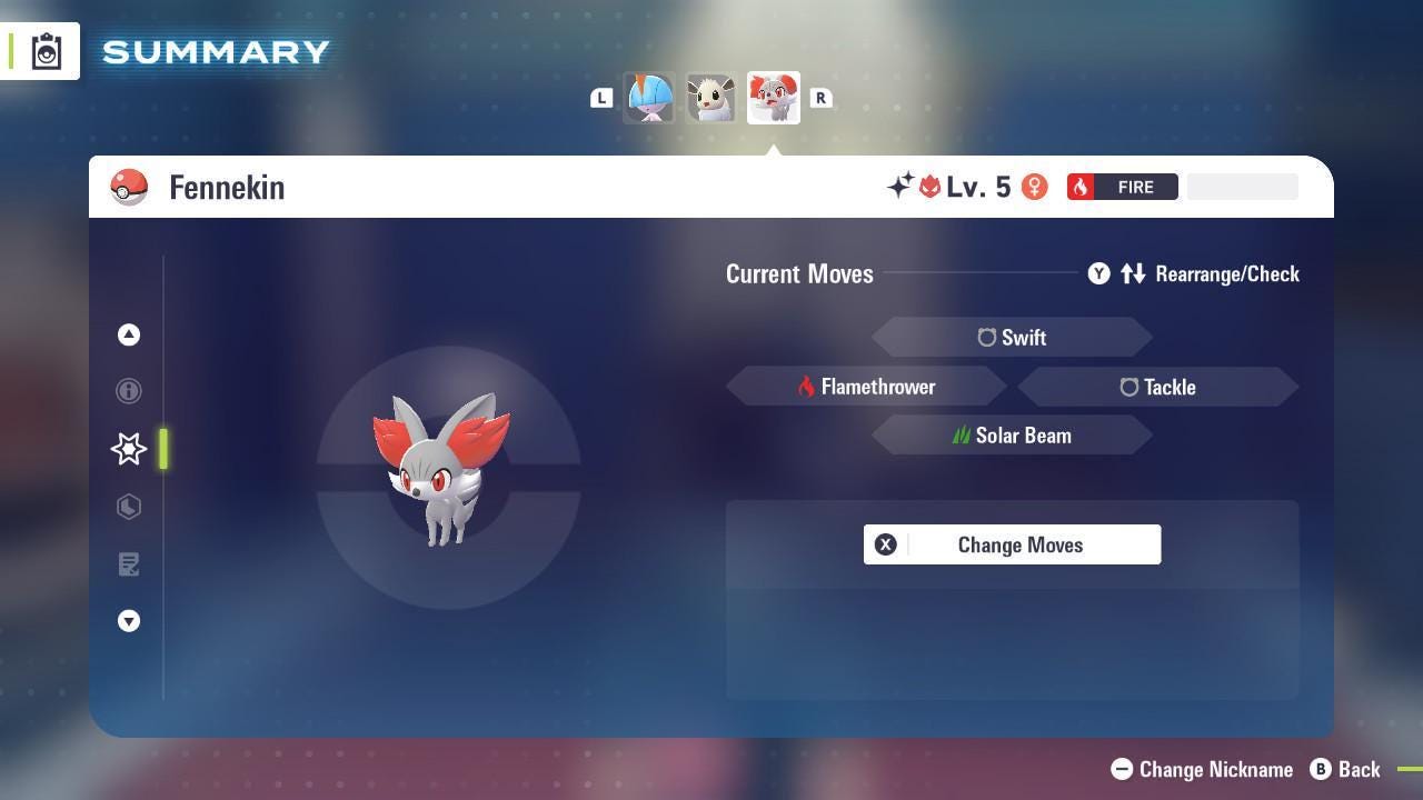 Pokemon Za Lvl 5 Modest SHINY ALPHA 6IV Fennekin Pokémon Legends ZA 6IV Competitive Battle Ready Pokémon card photo 4