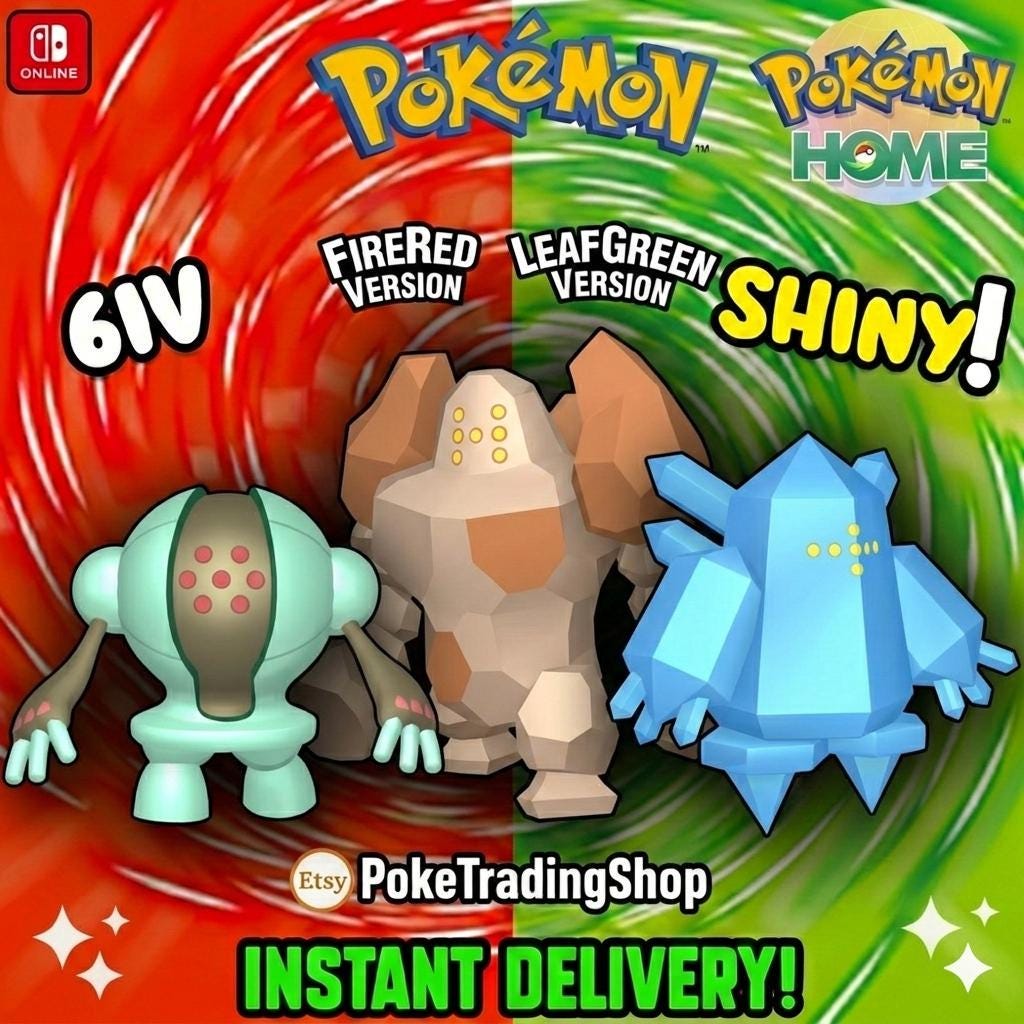 Foto de la carta Pokémon Pokémon FIRERED LEAFGREEN Auténtico LEGENDARIOS Shiny Regice Regirock Registeel Transferencia a Pokemon Home Switch 2 30º Aniversario