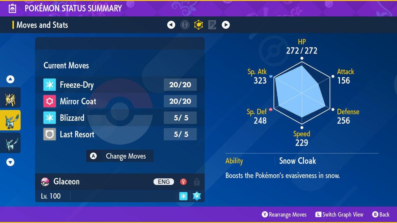 Фото покемона Shiny GLACEON Pokémon Scarlet Violet 6IV Готов к соревновательным боям 2