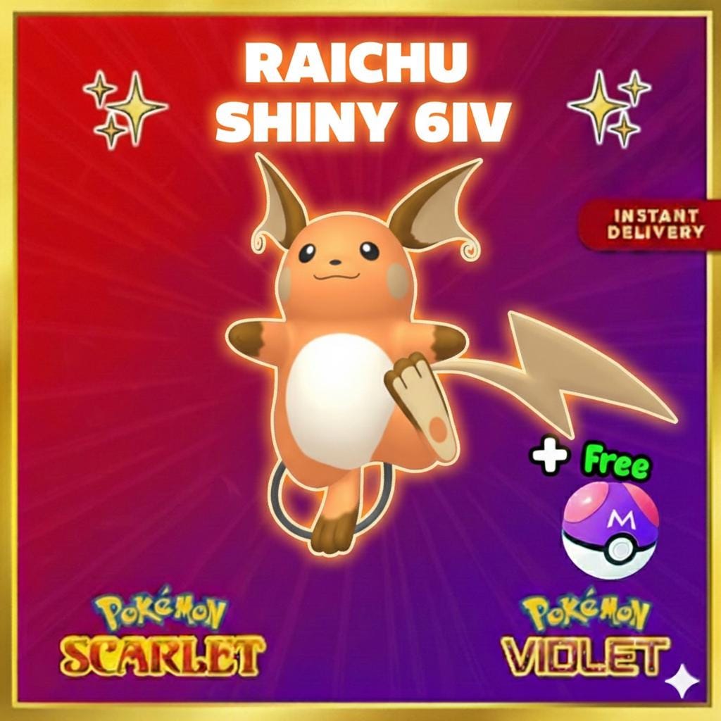 6IV Shiny Raichu Switch 2, Battle Ready Scarlet Violet Pokémon – Scarlet & Violet Pokémon card photo