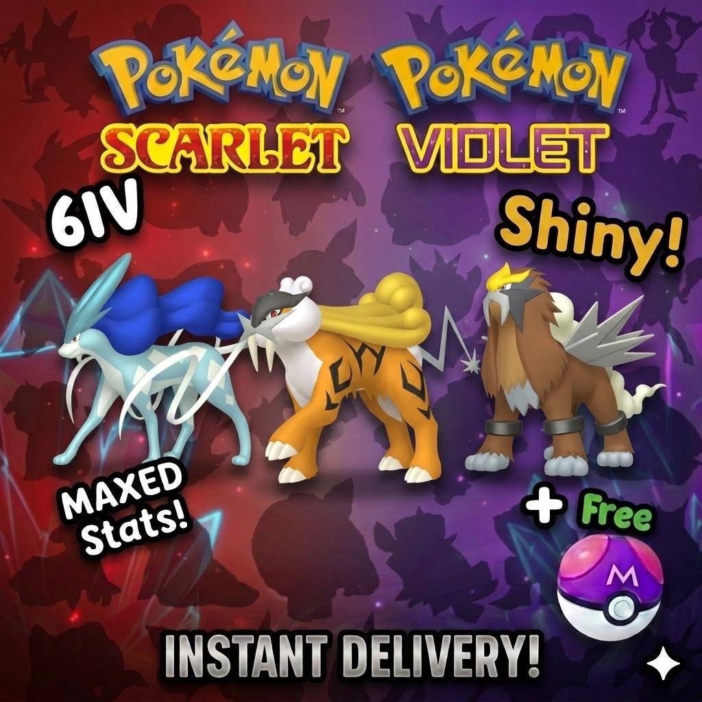 Shiny Raikou Entei Suicune Bundle 6IV Battle Ready Pokemon Scarlet Violet Pokémon card photo