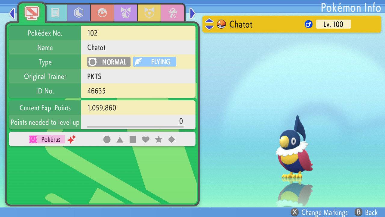 SHINY 6IV CHATOT Pokémon Brilliant Diamond and Shining Pearl 6IV Competitive Battle Ready – Brilliant Diamond & Shining Pearl Pokémon card photo