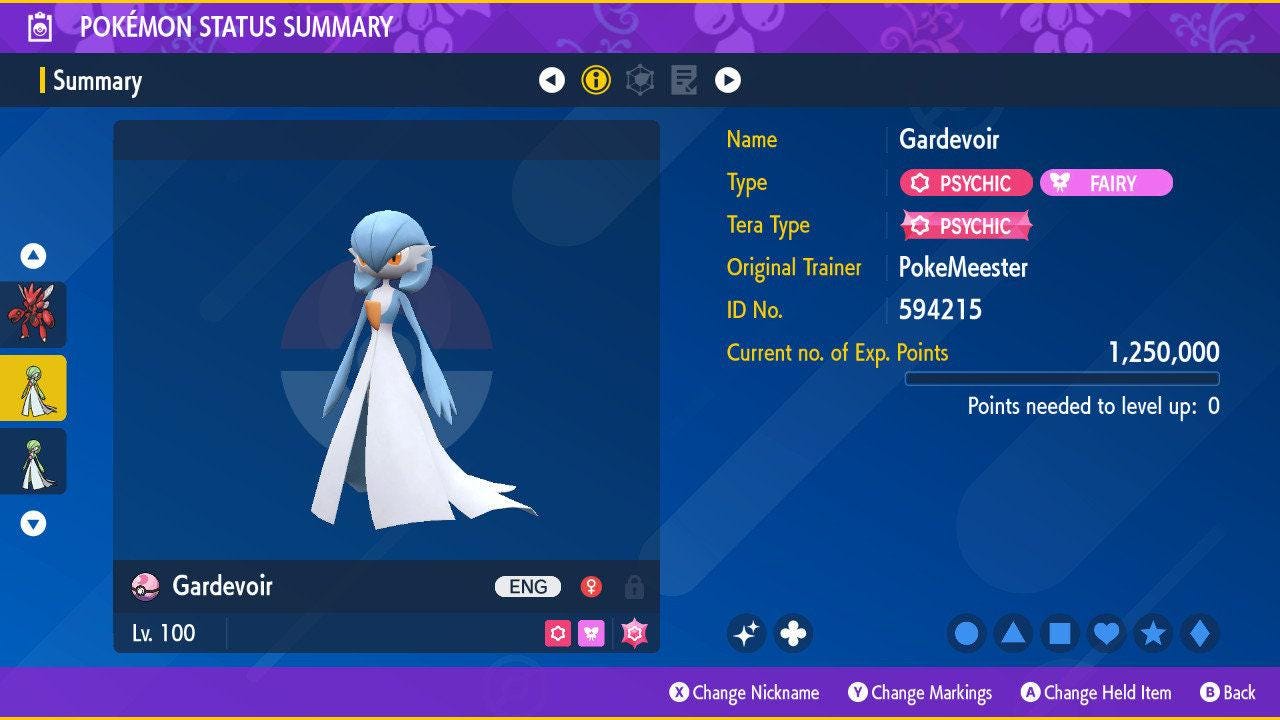 Foto de la carta Pokémon GARDEVOIR variocolor Pokémon Escarlata Púrpura 6IV Listo para el Combate Competitivo