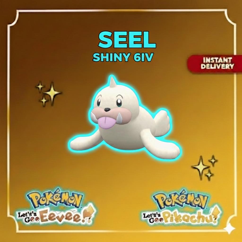 Shiny SEEL Pokémon Lets Go Pikachu Eevee 6IV Competitive Battle Ready – Pokémon Let's Go Pokémon card photo