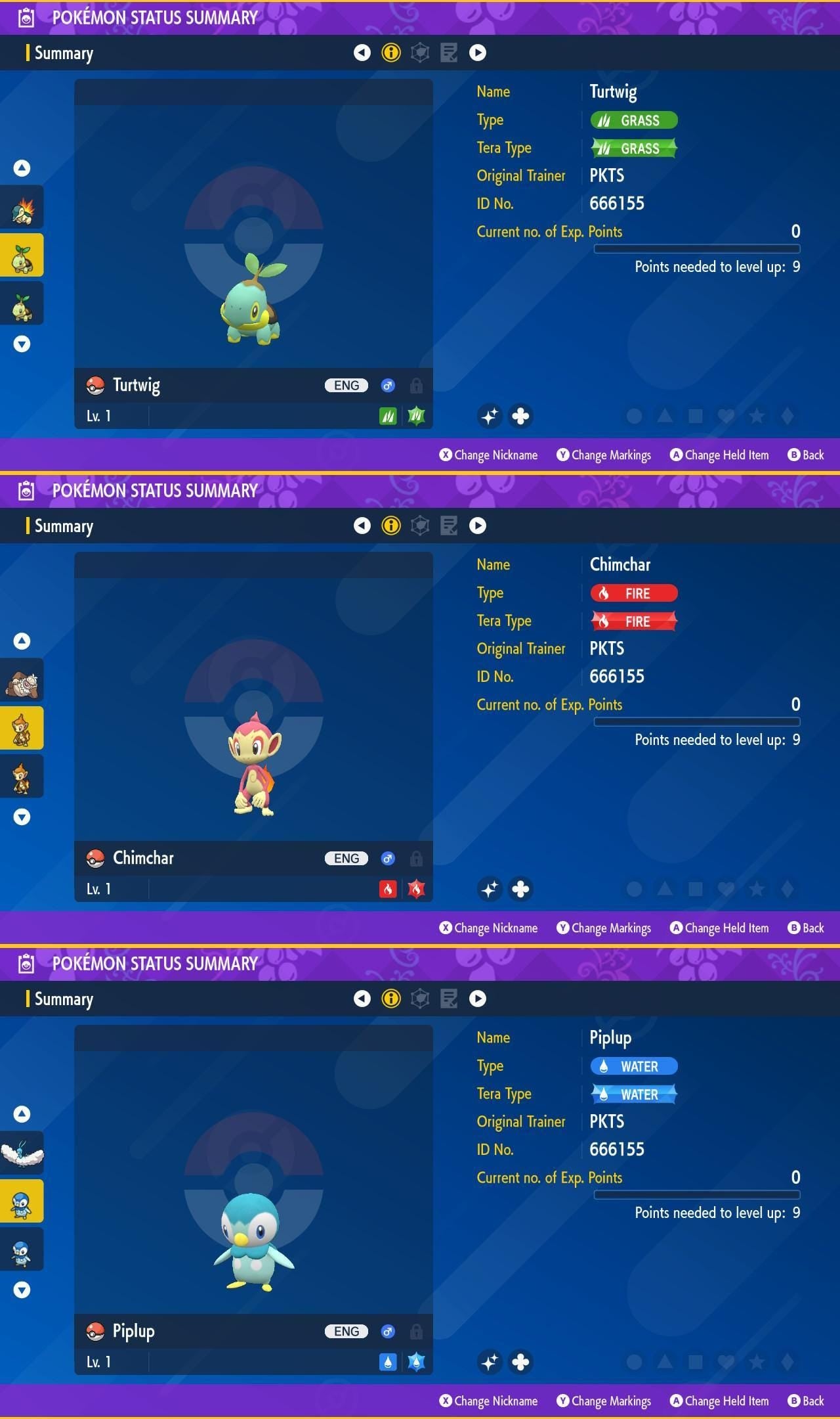 SHINY Turtwig, Chimchar, Piplup Bundle Pack 6IV EV Pokémon Scarlet and Violet 6IV Pokemon Free Shiny Switch 2 – Scarlet & Violet Bundles Pokémon card photo