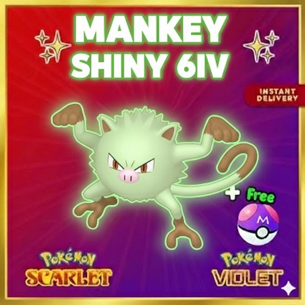 Pokemon Scarlet and Violet Shiny MANKEY 6IV Competitive Battle Ready – Scarlet & Violet Pokémon card photo