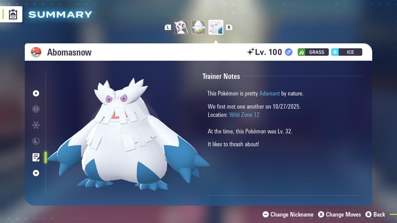 Foto de la carta Pokémon Shiny ABOMASNOW Pokémon Legends ZA 6IV Listo para el Combate Competitivo 4