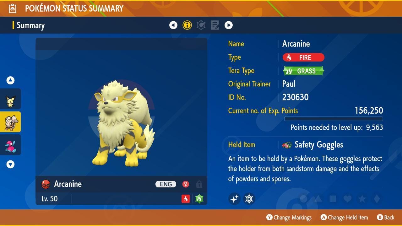 Pokemon Scarlet and Violet Shiny 6IV Event Paul Chua's Arcanine Competitive Set Battle Ready Switch 2 Legend ZA Mega Evolution – Exclusive Event Pokémon Pokémon card photo