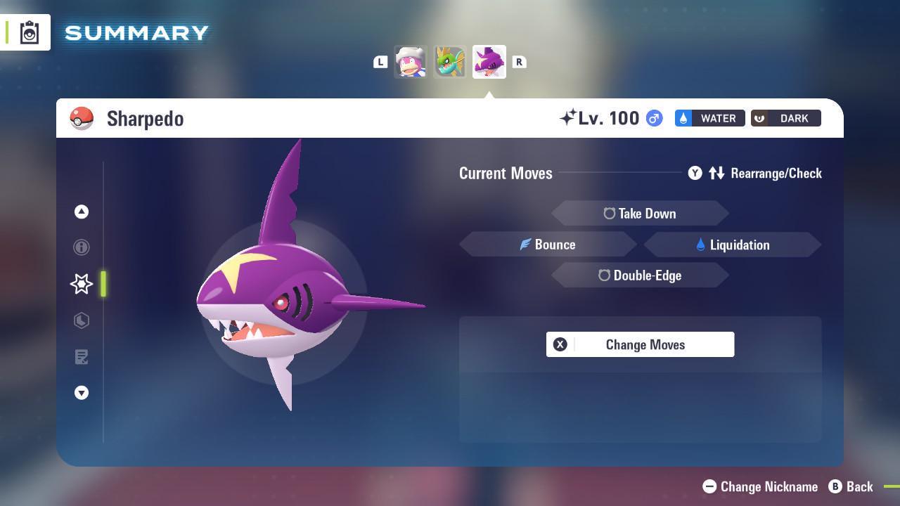 Foto de la carta Pokémon SHARPEDO variocolor Pokémon Legends ZA 6IV listo para el combate competitivo 3