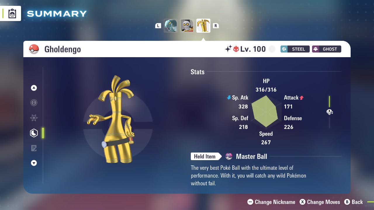 Foto de la carta Pokémon Gholdengo Alfa Shiny 6IV Competitivo Listo para la Batalla 2