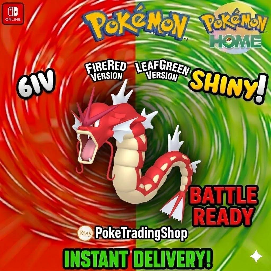 Foto de la carta Pokémon GYARADOS VARIOCROMÁTICO Pokémon Rojo Fuego Verde Hoja 6IV Competitivo Listo para la Batalla