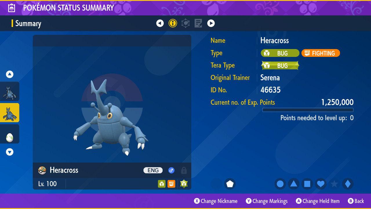 NON Shiny HERACROSS Pokémon Scarlet and Violet 6IV Competitive Battle Ready Pokémon card photo