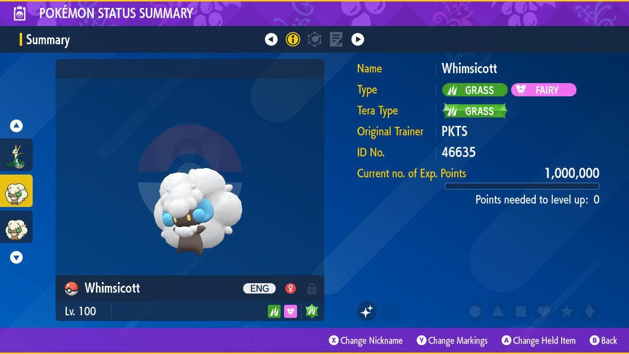 Shiny WHIMSICOTT Pokémon Scarlet Violet 6IV Competitive Battle Ready – Scarlet & Violet Pokémon card photo