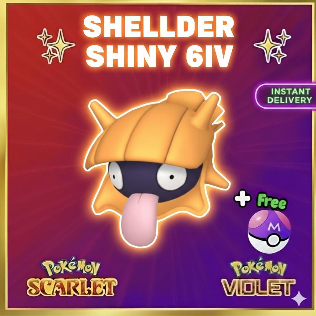 Pokemon Scarlet and Violet Shiny SHELLDER 6IV Competitive Battle Ready Pokémon card photo