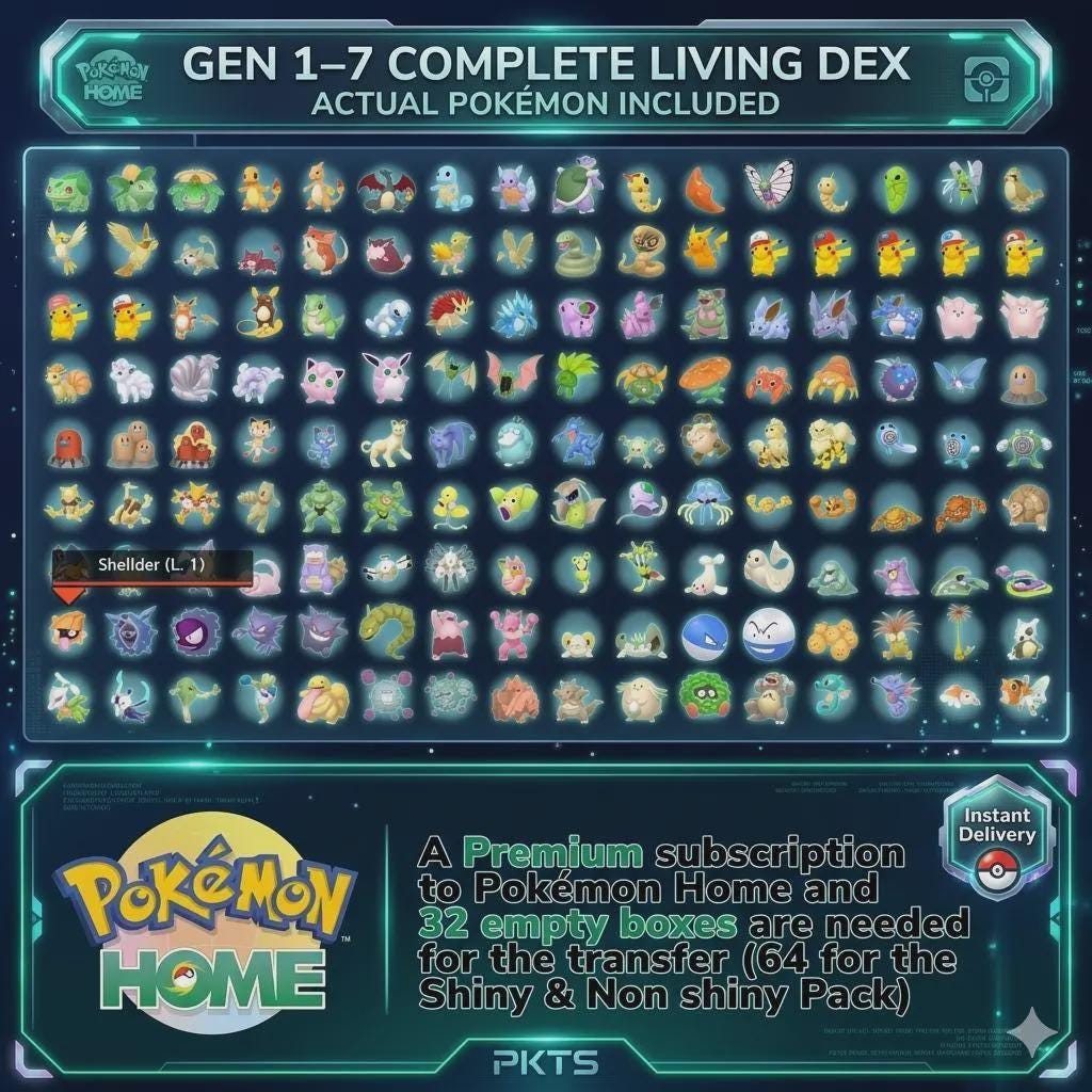 Pokemon HOME Complete Living Dex Gen 1-7 Shiny Legendary Mythical Collection Pokémon card photo 2