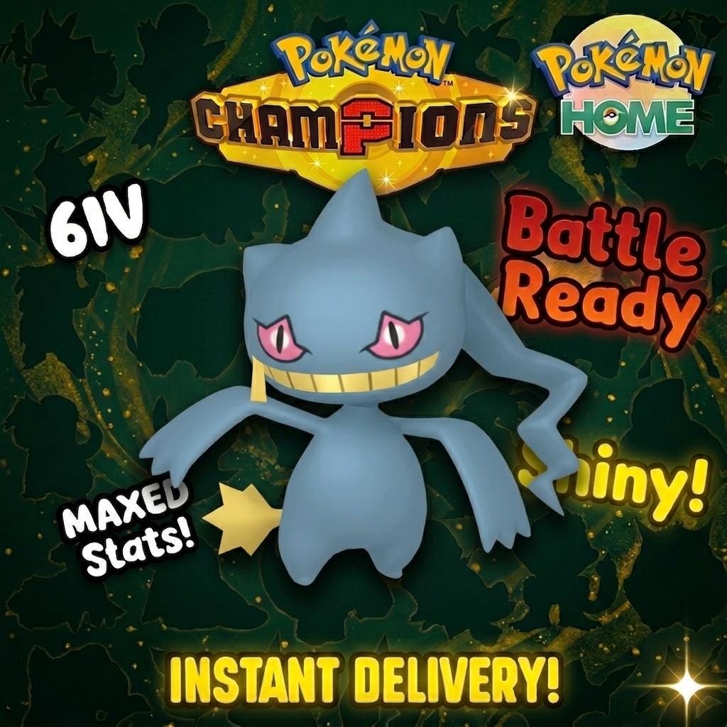 Shiny Banette Pokémon Champions 6IV Competitive Battle Ready – Champions Pokémon card photo