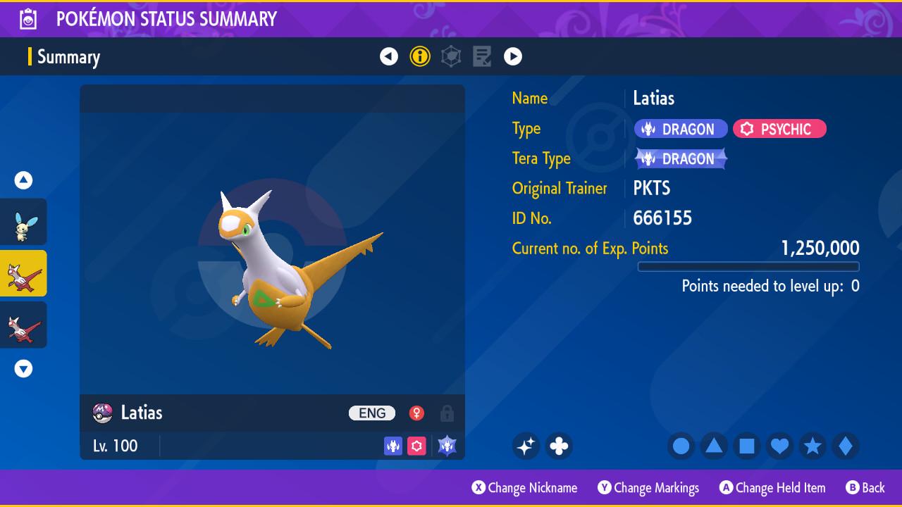 Фото покемона Shiny LATIAS Pokémon Scarlet and Violet Легендарный Готов к соревновательным сражениям 2
