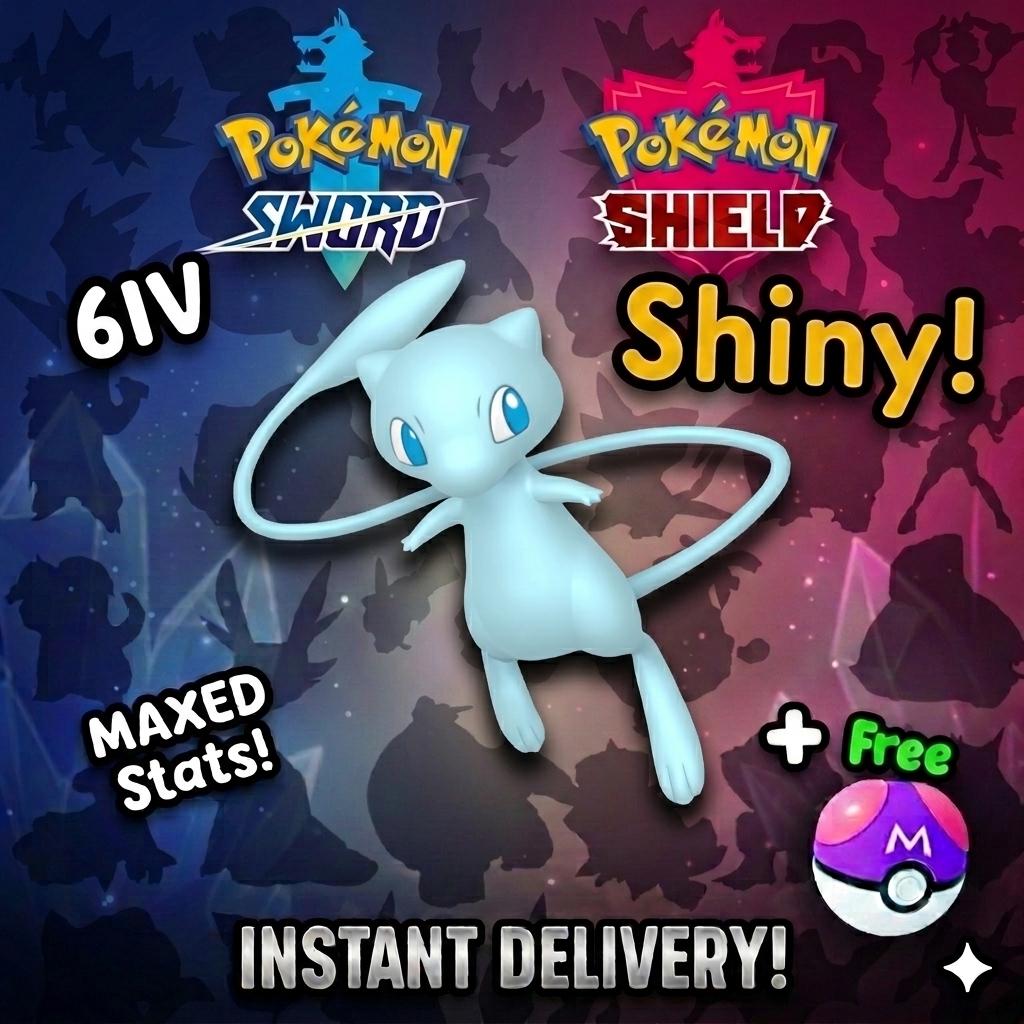 Shiny MEW Pokemon Sword Shield 6IV Competitive Battle Ready – Sword & Shield Pokémon card photo
