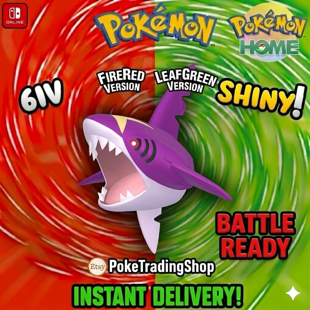 Foto de la carta Pokémon SHARPEDO VARIOCROMÁTICO Pokémon Rojo Fuego Verde Hoja 6IV Listo para el Combate Competitivo