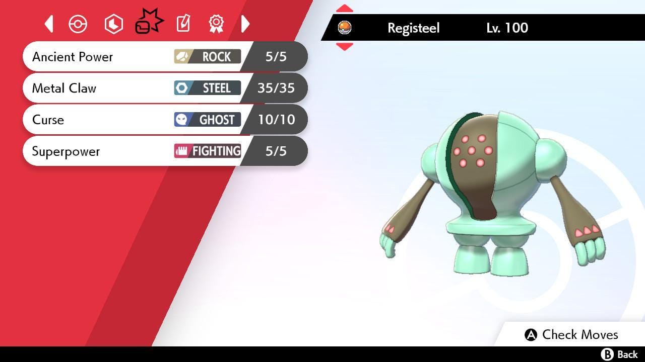 Shiny REGISTEEL Pokemon Sword Shield 6IV Competitive Battle Ready Pokémon card photo 3
