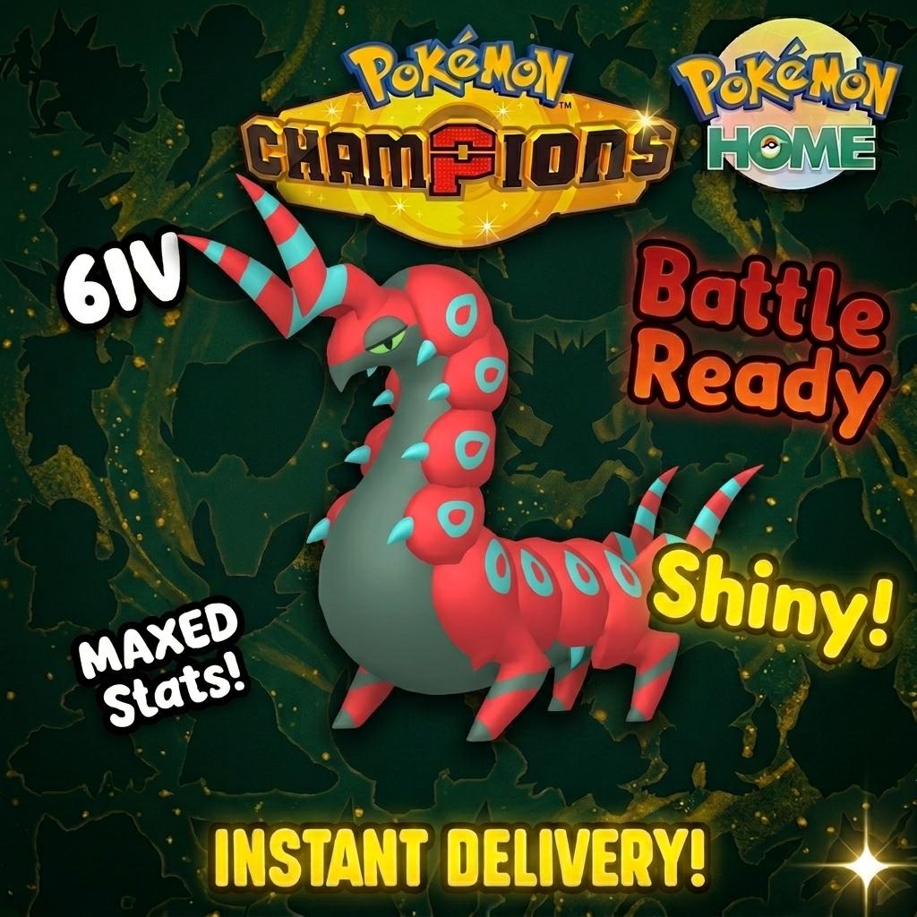 Shiny Scolipede Pokémon Champions 6IV Competitive Battle Ready Pokémon card photo