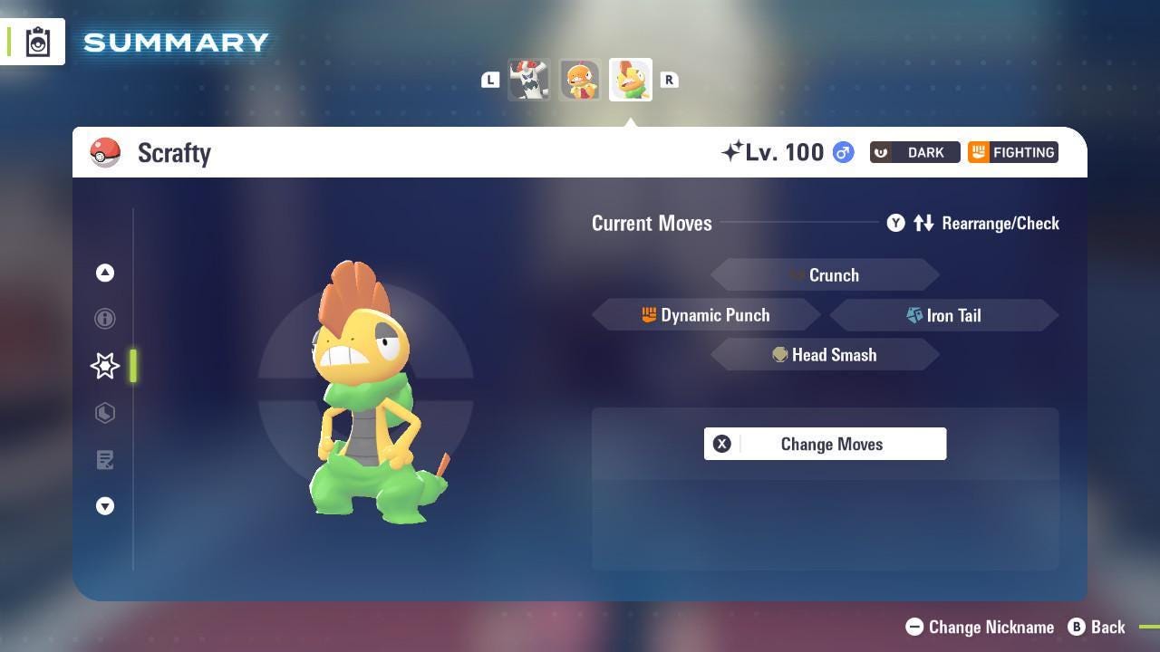 Foto de la carta Pokémon Shiny SCRAFTY Pokémon Legends ZA 6IV Listo para el Combate Competitivo 3