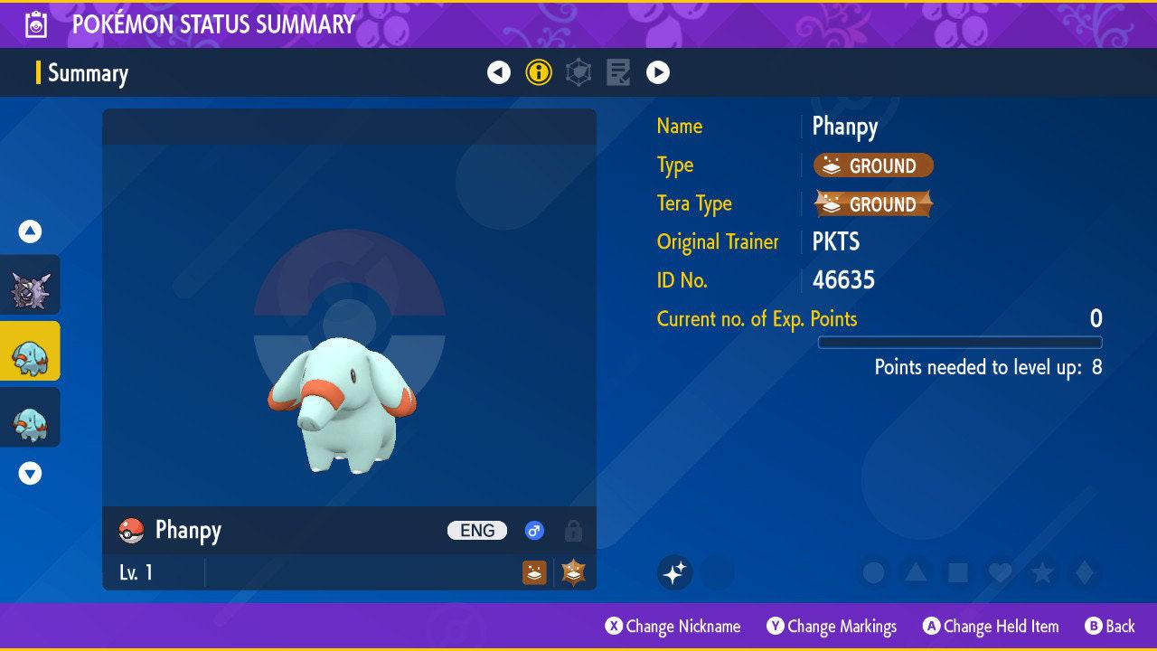 Shiny PHANPY Pokémon Scarlet Violet 6IV Competitive Battle Ready Pokémon card photo