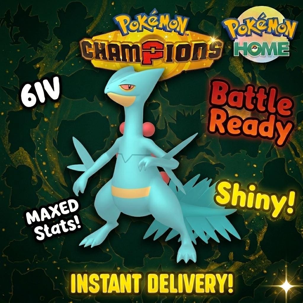 Shiny Sceptile Pokémon Champions 6IV Competitive Battle Ready Pokémon card photo