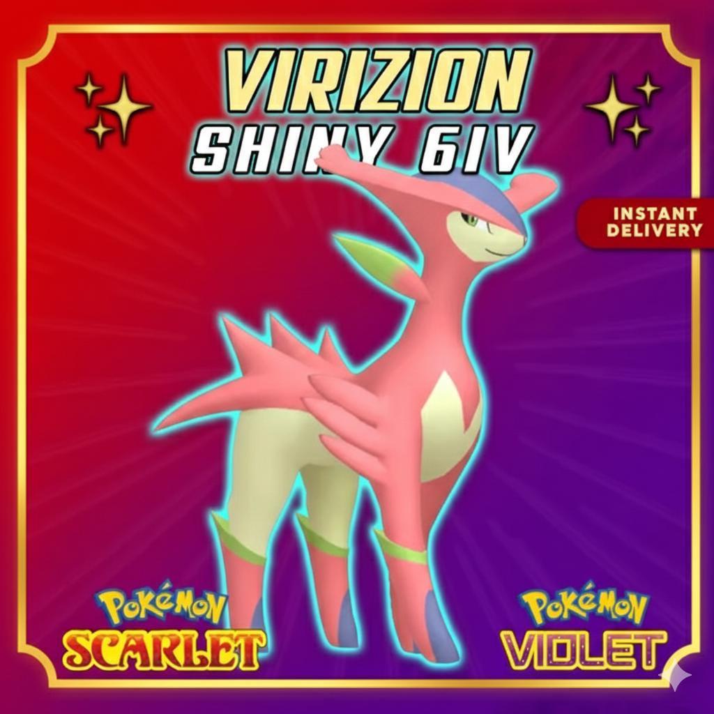 Shiny VIRIZION Pokémon Scarlet and Violet 6IV Competitive Battle Ready Pokémon card photo