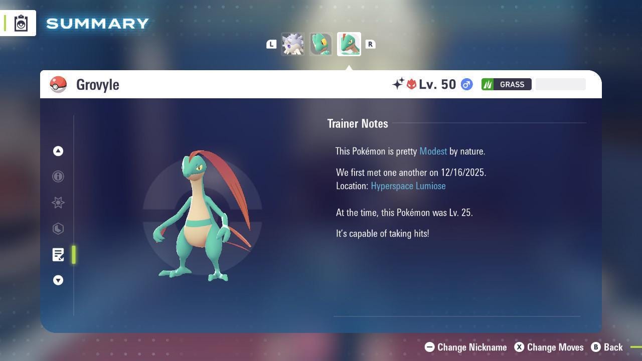 Shiny Alpha Grovyle Pokemon Legends Za Mega Dimension DLC 6IV Competitive Battle Ready Pokémon card photo 4