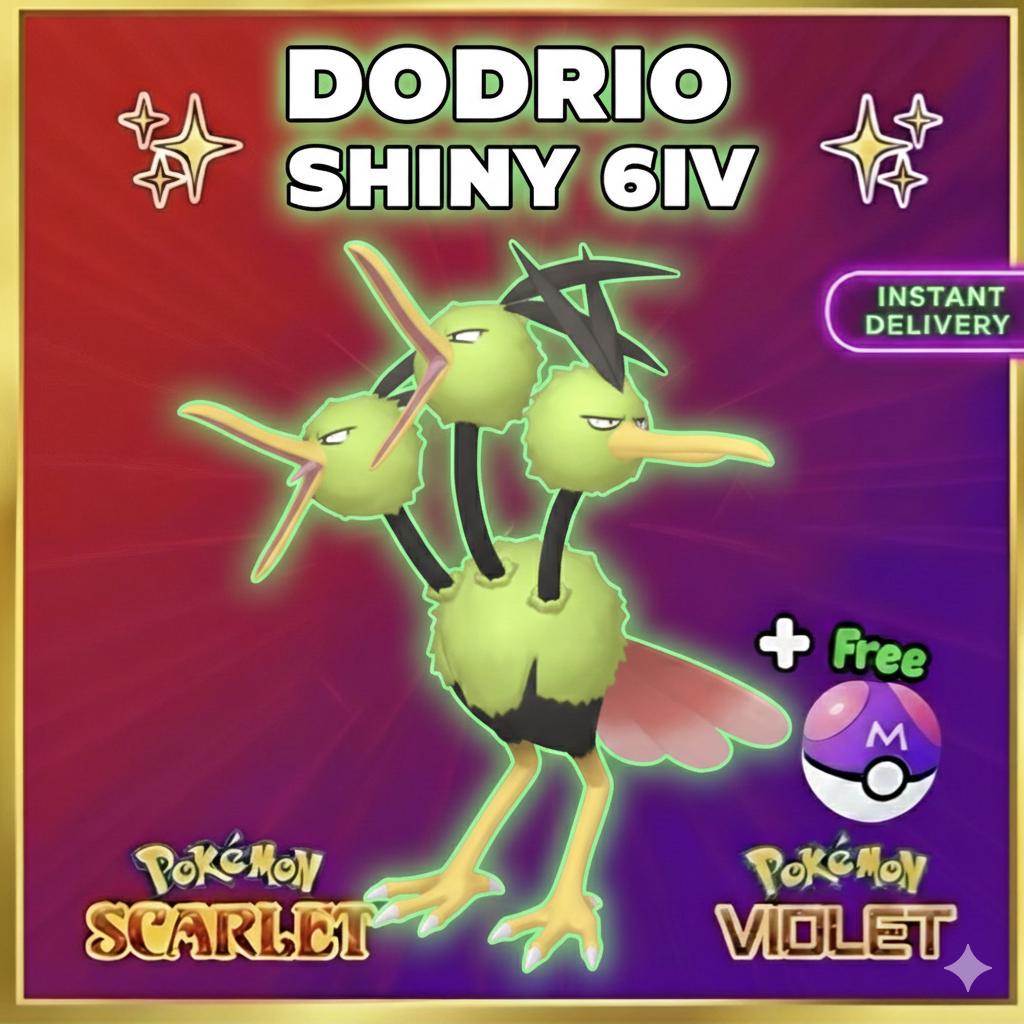 Pokemon Scarlet and Violet Shiny DODRIO 6IV Competitive Battle Ready Pokémon card photo