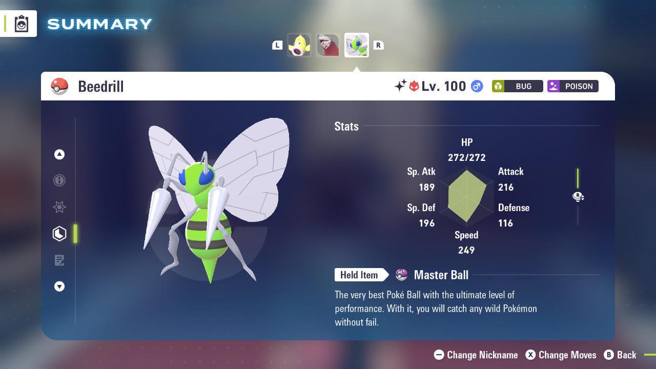 Foto de la carta Pokémon Shiny Alpha Beedrill Pokémon Legends ZA 6IV Listo para el Combate Competitivo 2